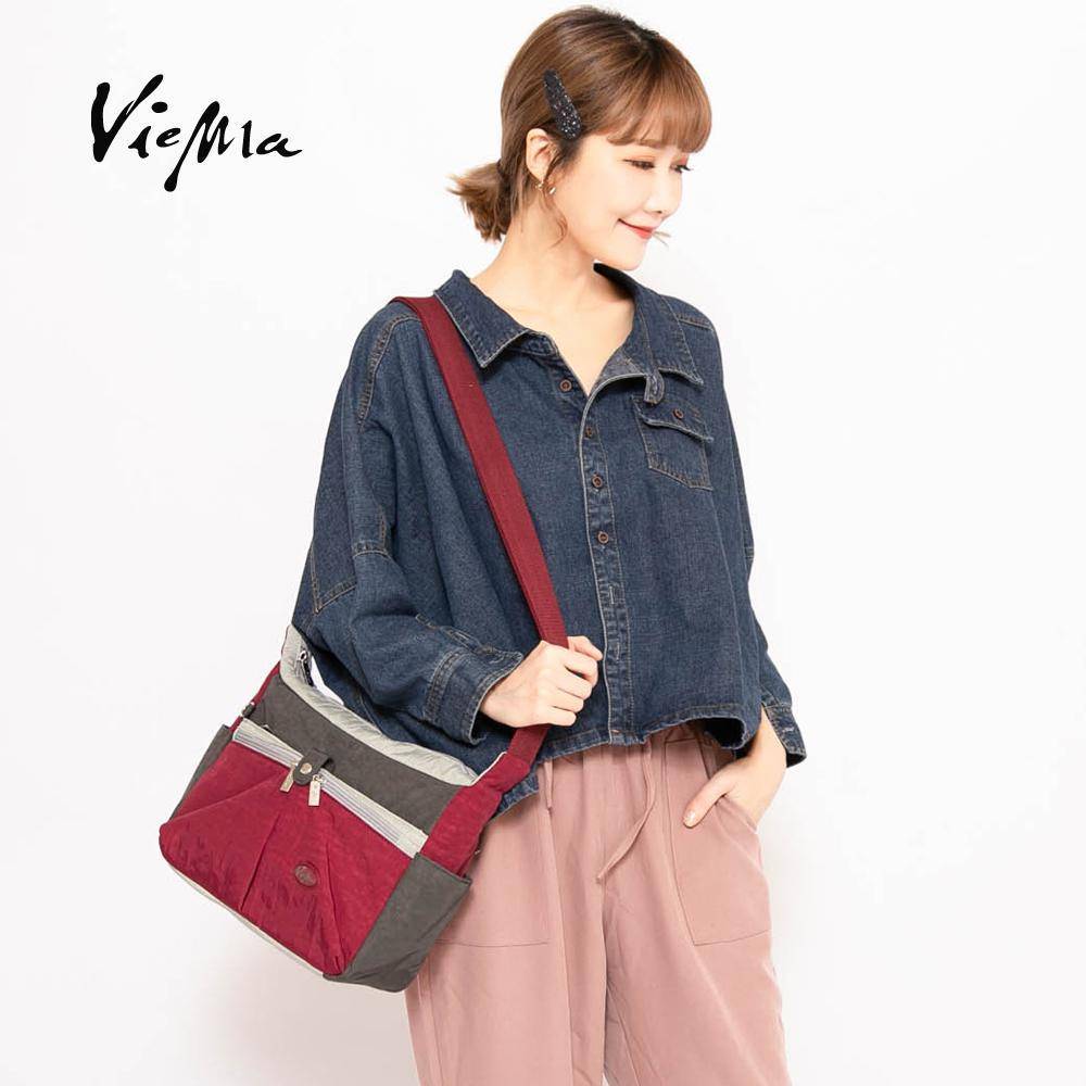 【新品上架】日系休閒多口袋牛角包-法式紅酒(6822)