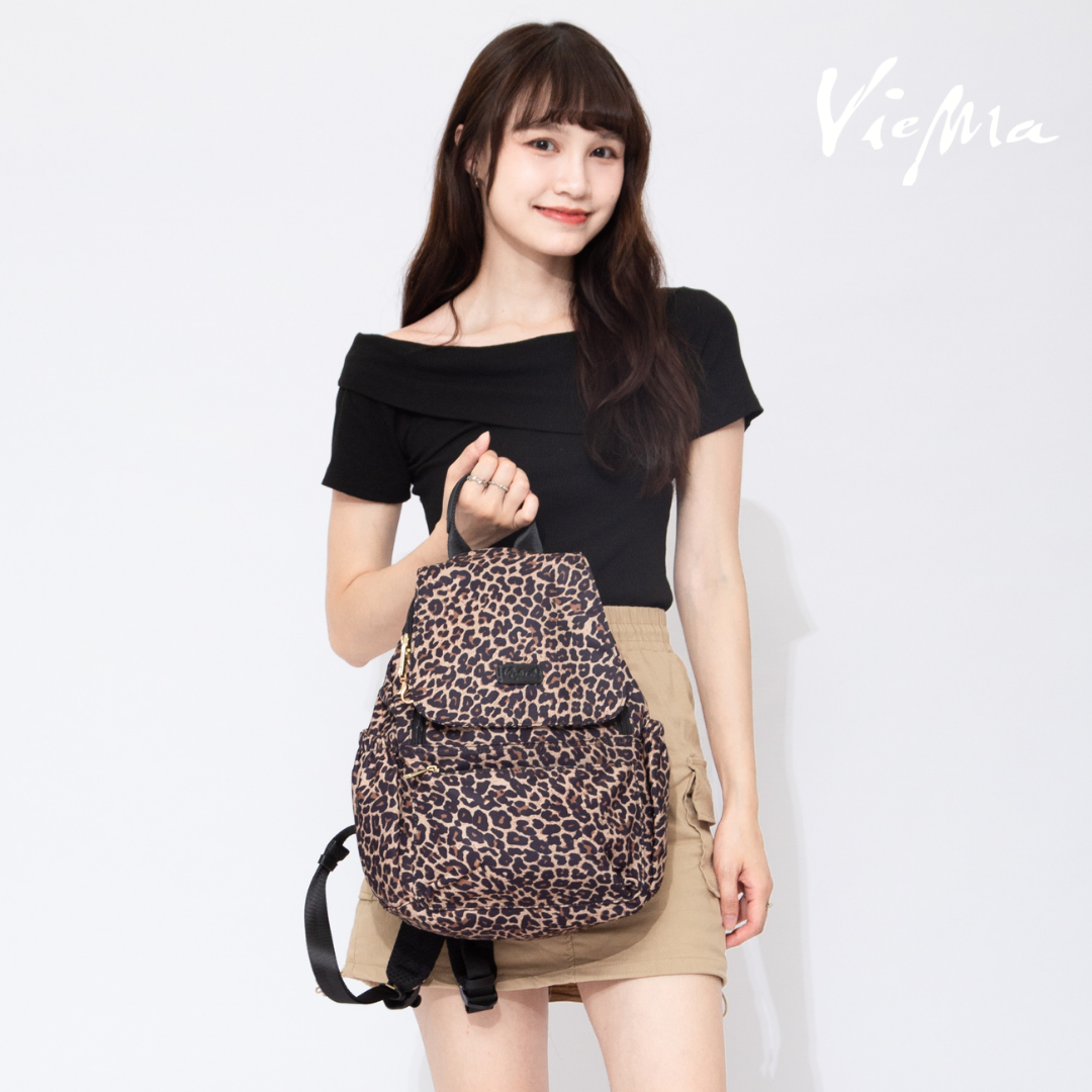 日系經典掀蓋豹紋後背包 (2277)