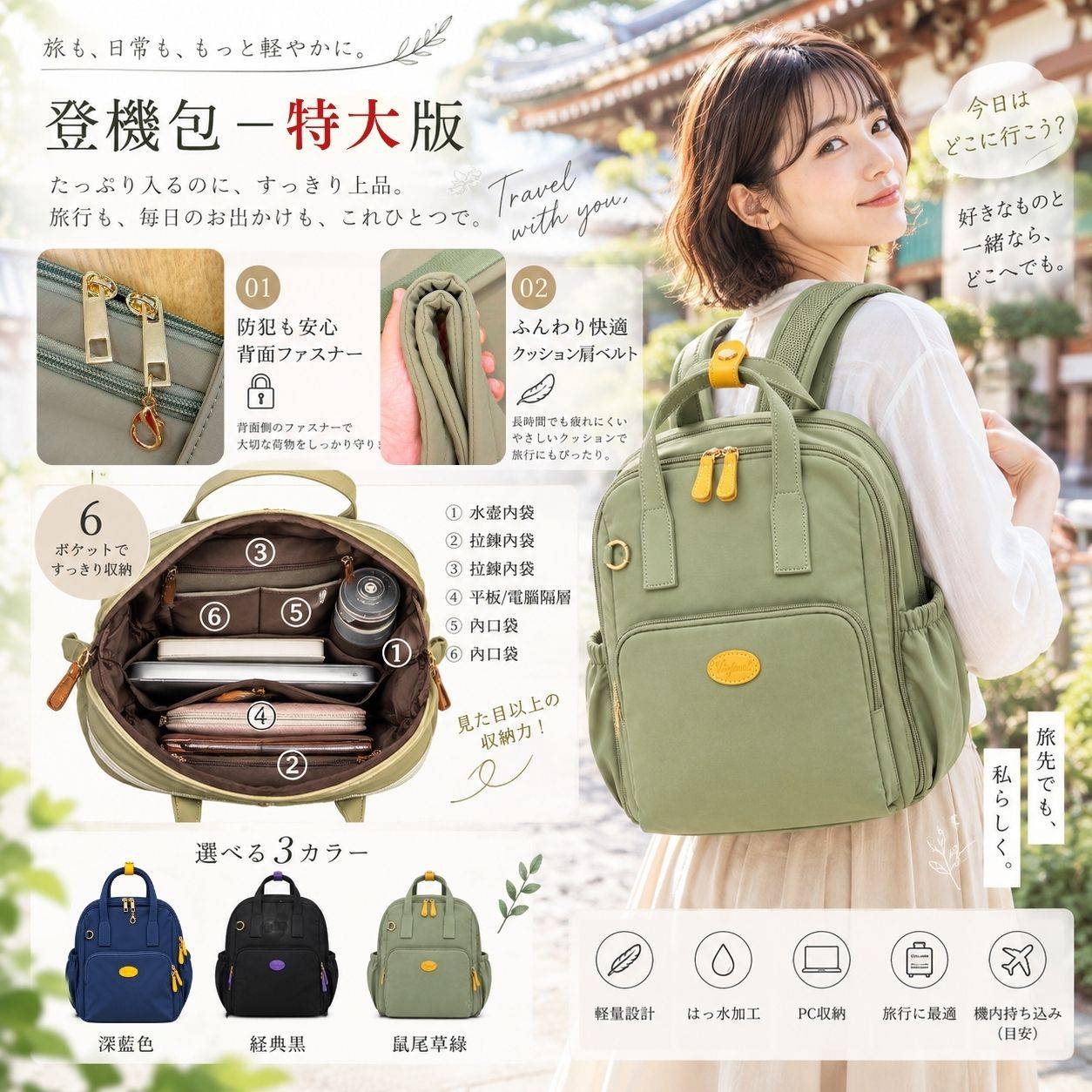 【旅遊特大版】日本特大登機包可加大25L-果實三色3528