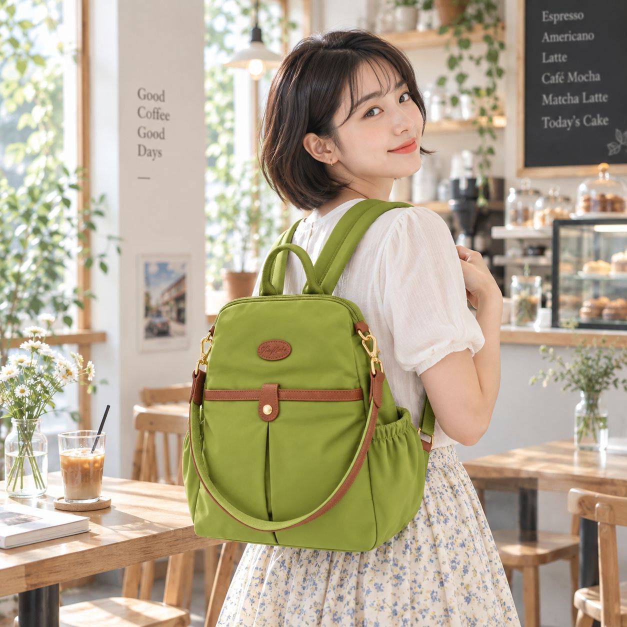 【一秒瞬換】防盜兩用後背包12L-小山園抹茶綠(3138) 【一秒瞬換】防盜兩用後背包12L-小山園抹茶綠(3138)