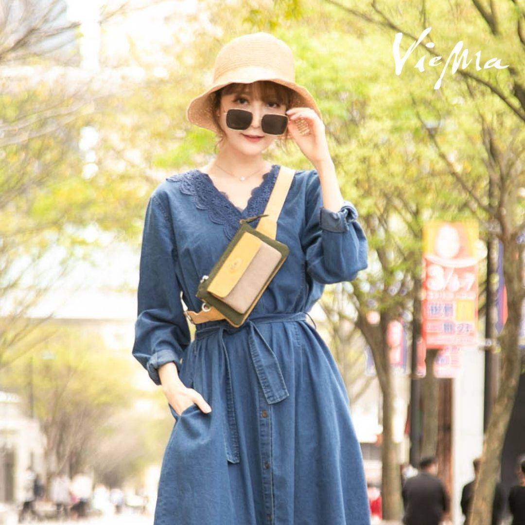 [最後1個] 歐美休閒男女雙層腰包-淺黃大地綠(1414L)