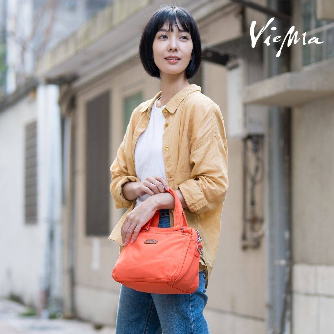 法式香頌大容量手提隨身通勤斜背包-陽光橘(6027)