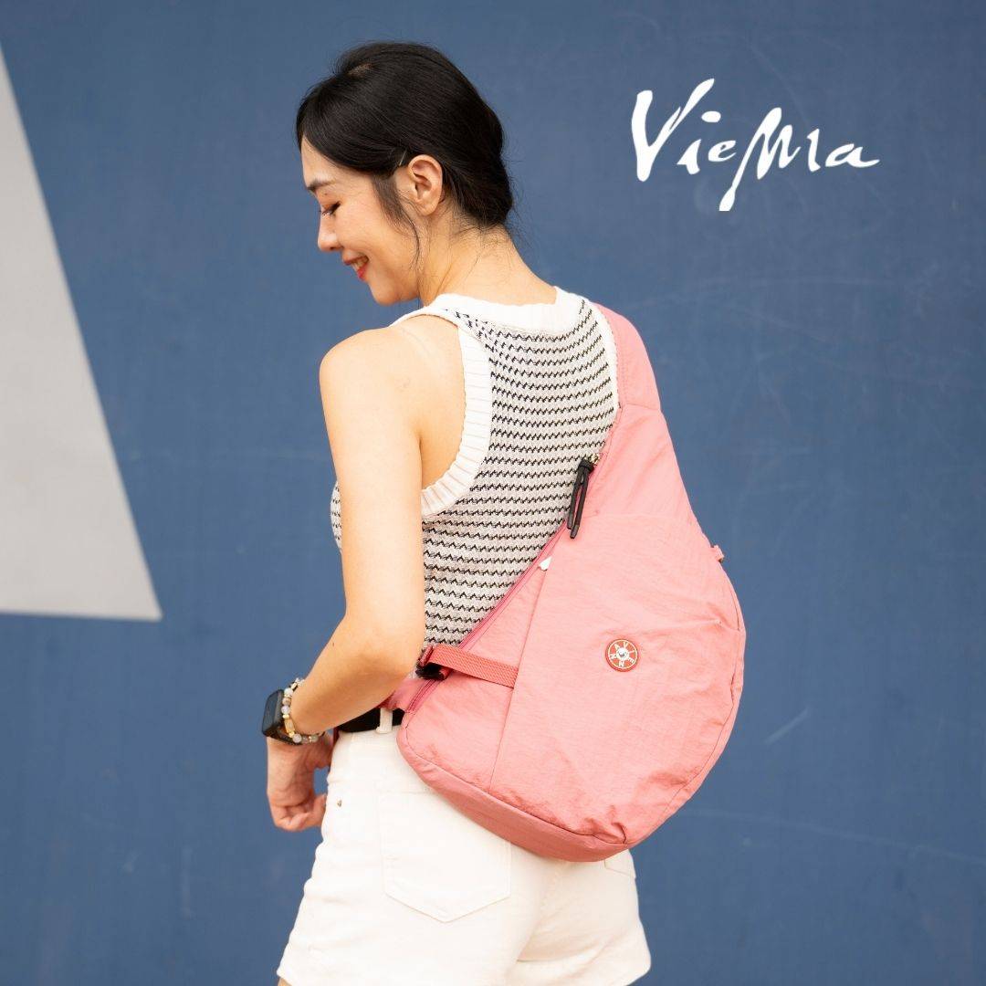 東京職人單車半月胸包-小-白桃櫻粉7316