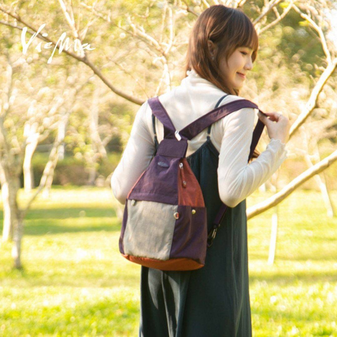 日系魔法精靈變身後背包-葡萄紫配繡紅9894中/小