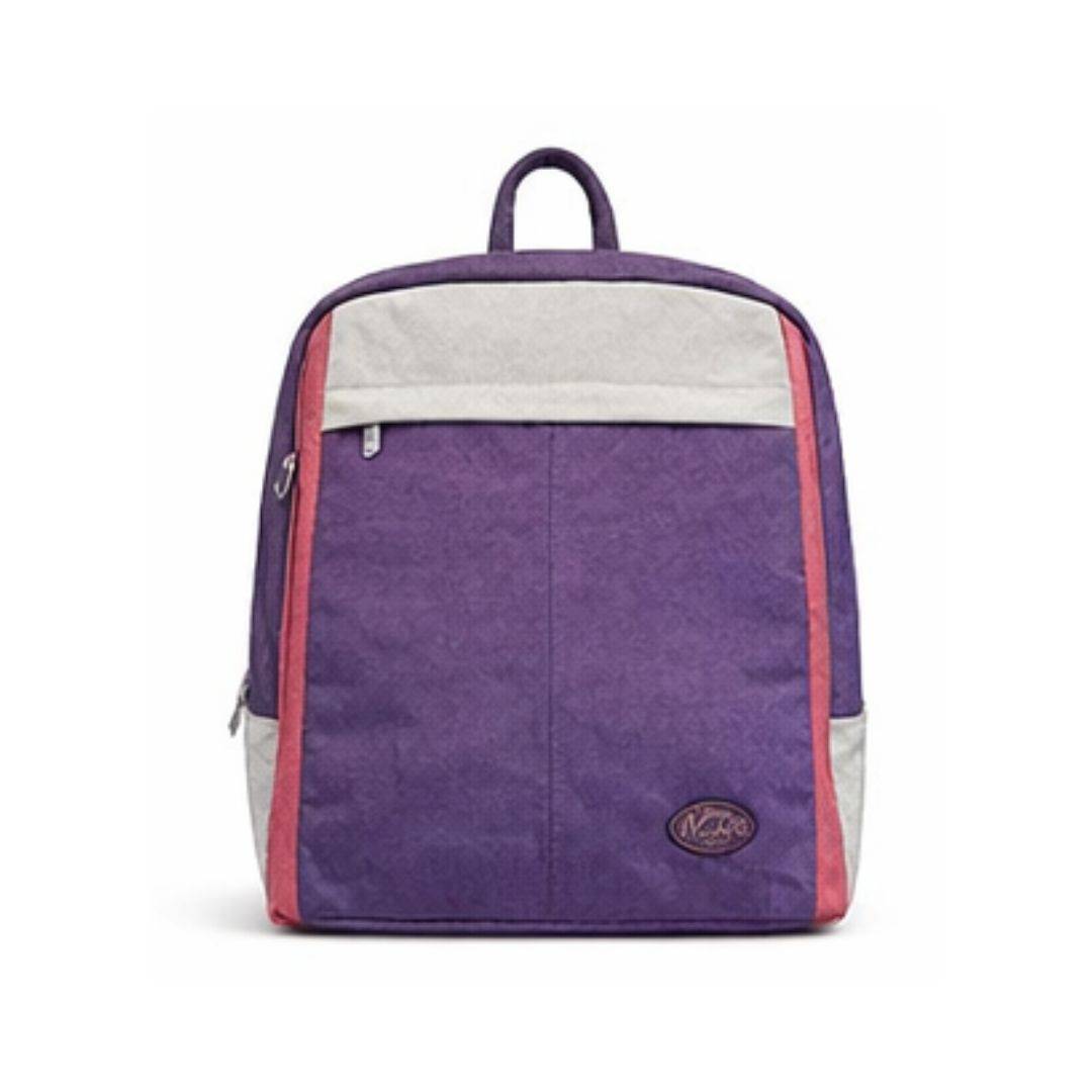 日系獨創隱形後背包10L-葡萄紫配繡紅 (1613A)