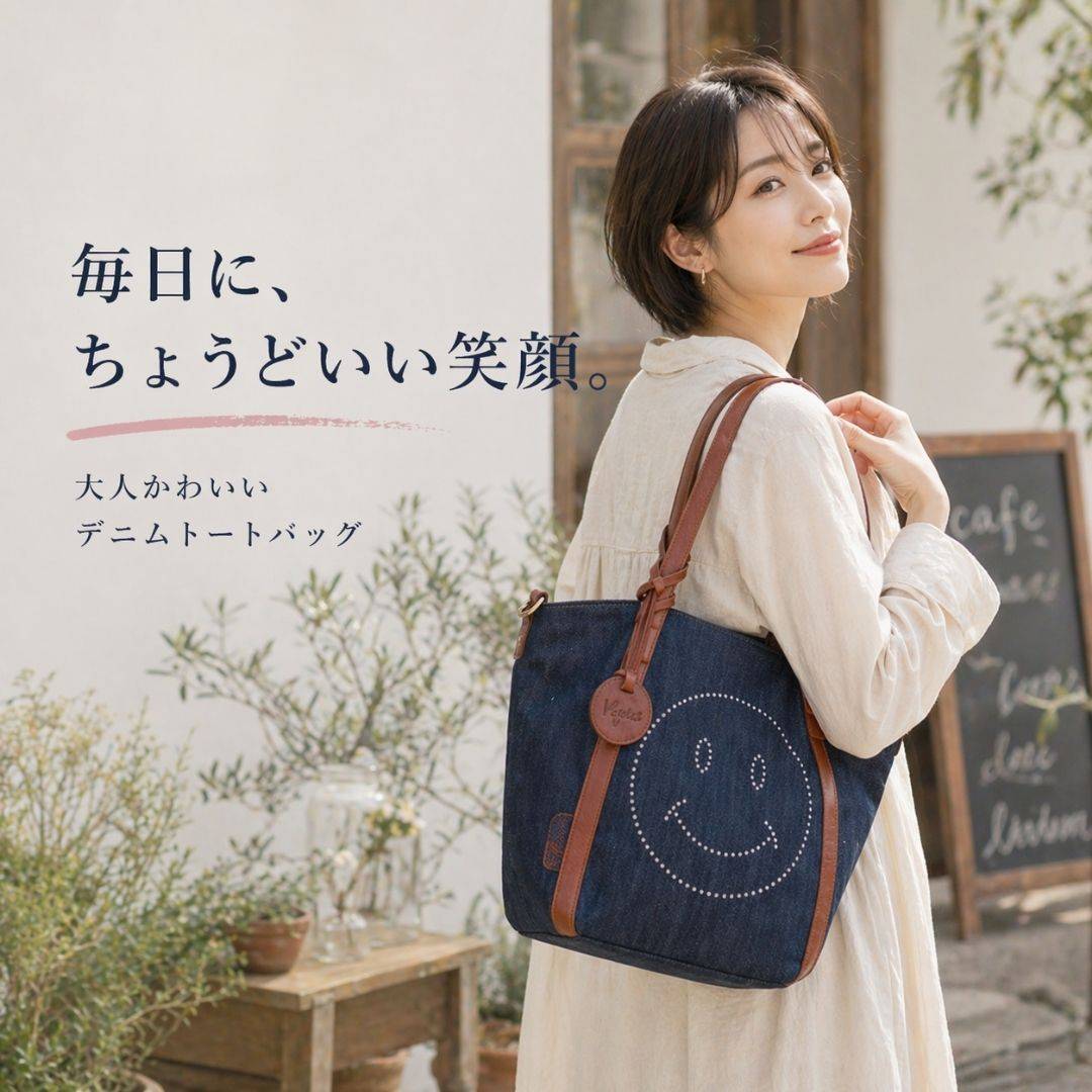 【獨家訂製】日系微笑閃鑽牛仔真皮拼接手提斜背包(YG393)