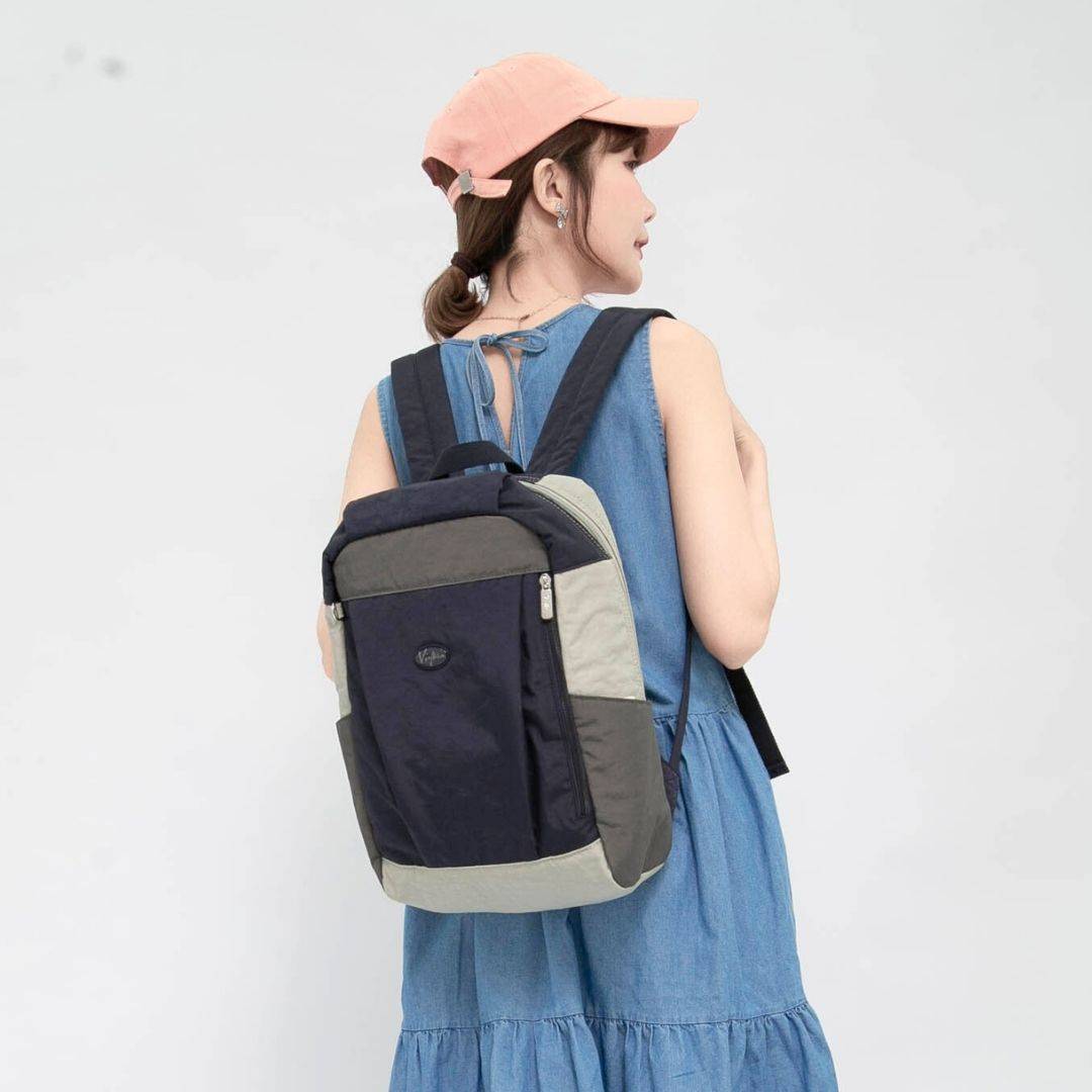 日系輕量電腦後背包15L-深藍配灰(6986S)