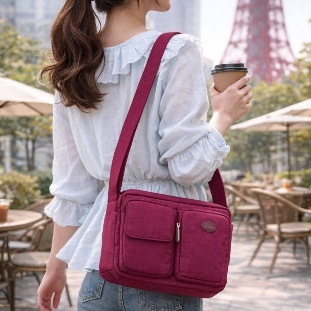 [熱銷補貨]日系大方相機包斜背包-玫瑰紅(1273)