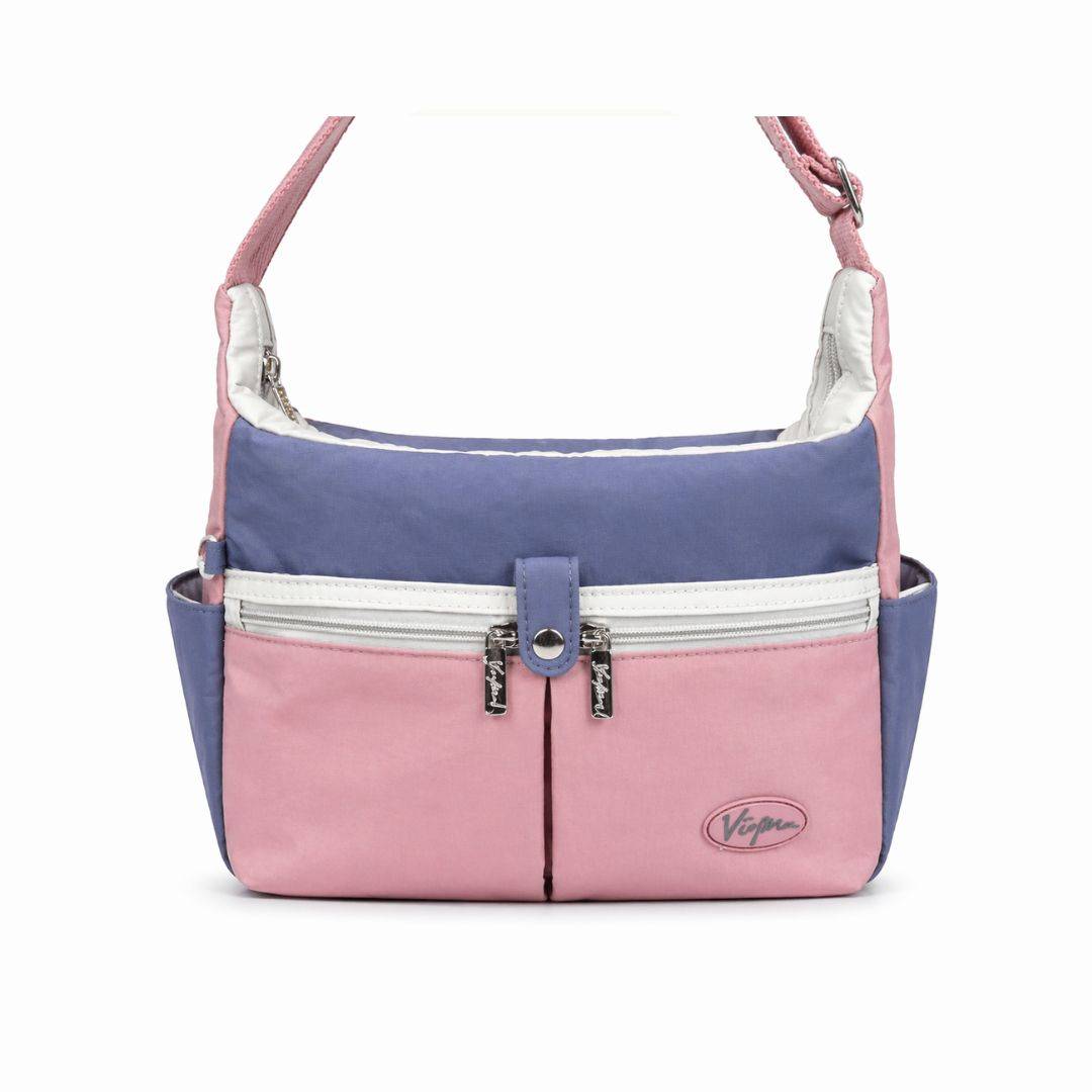 【新品上架】日系休閒多口袋牛角包-復古豆沙粉(6822)