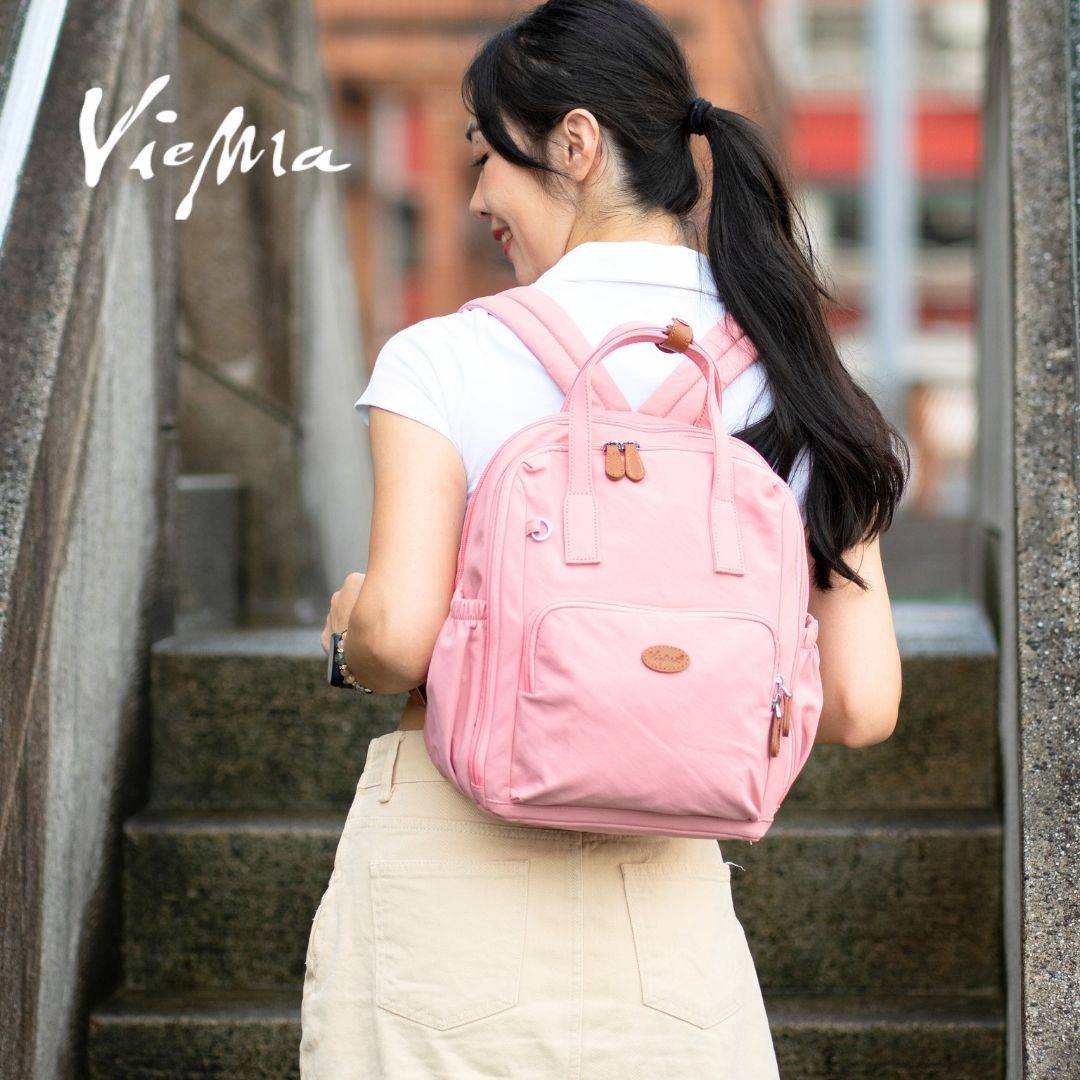 法式香頌可加大通勤後背登機書包-櫻花粉(6030)
