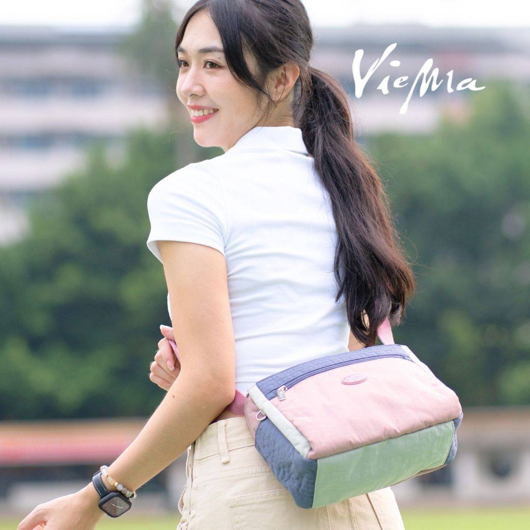 【最後1個】日系休閒郵差長方包-豆沙粉 (7155)