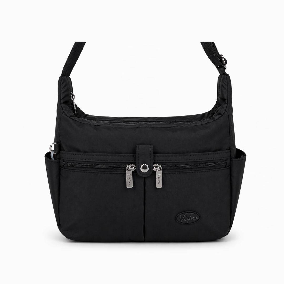 【新品上架】日系休閒多口袋牛角包-經典黑(6822)