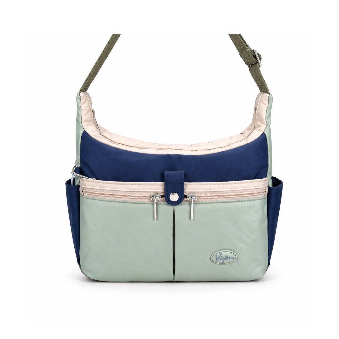 【新品上架】日系休閒多口袋牛角包-鼠尾草綠(6822)