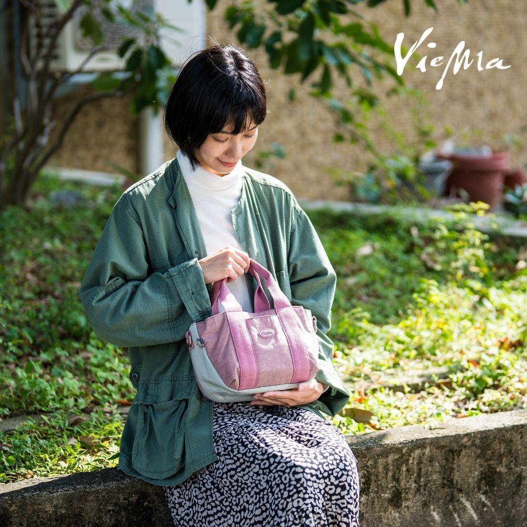 日系小泡芙迷你托特包-豆沙粉 (9856)