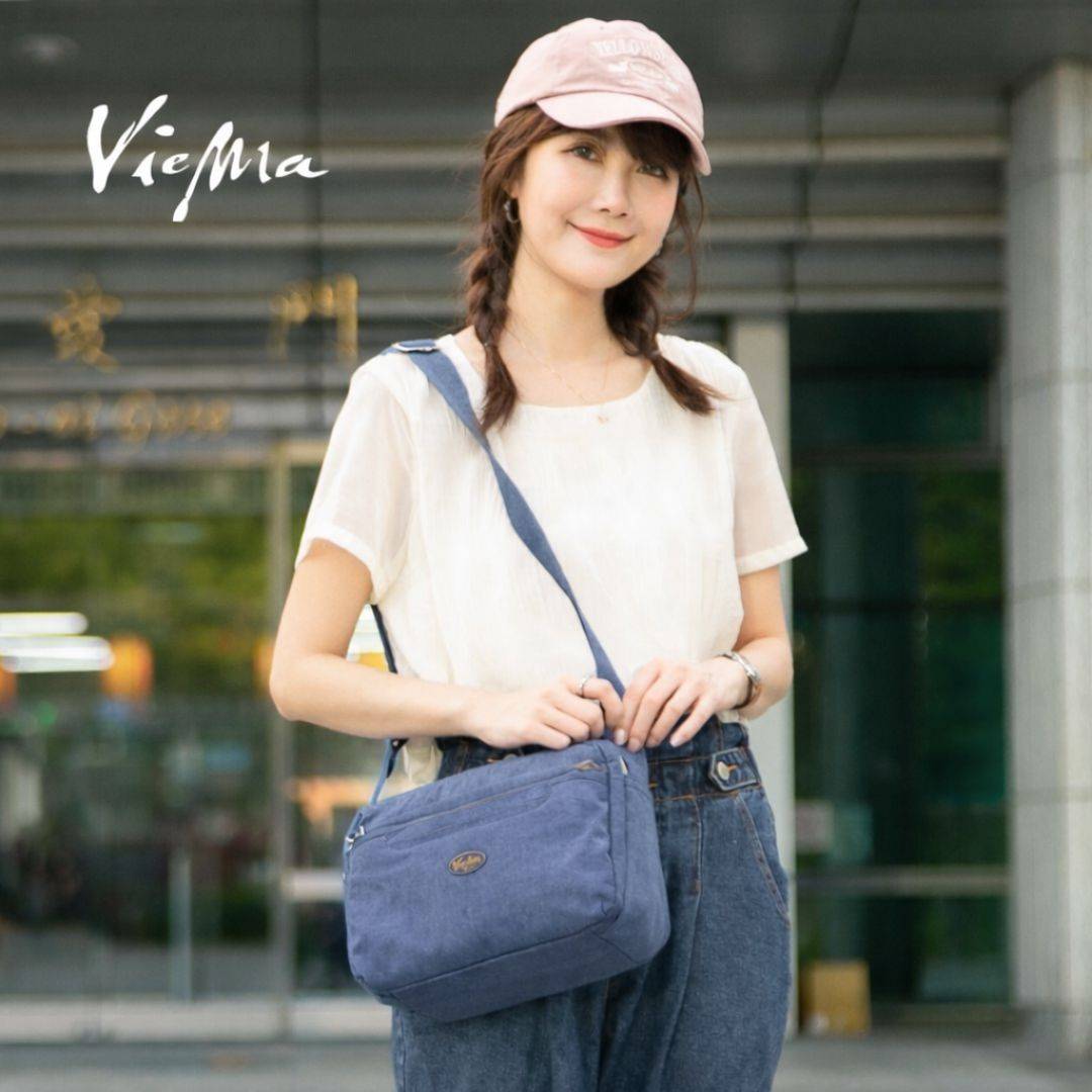 日系千層郵差包-牛仔藍單色5045