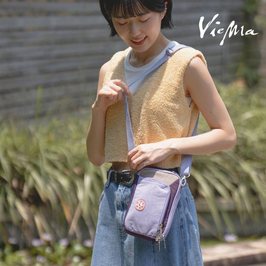 日本限定口袋長夾收納斜背包-水晶紫7273