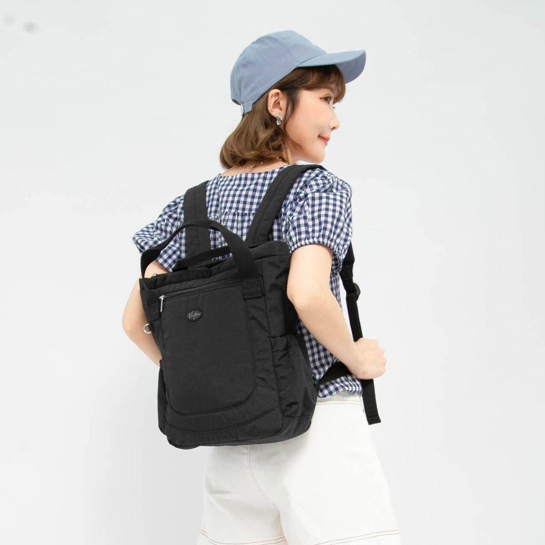 輕量手提後背包15L可隱藏背帶-全黑(6988S)