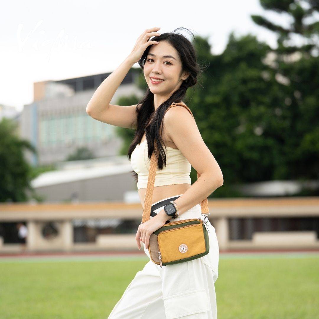 日本限定口袋長夾收納斜背包-大地叢林黃7273