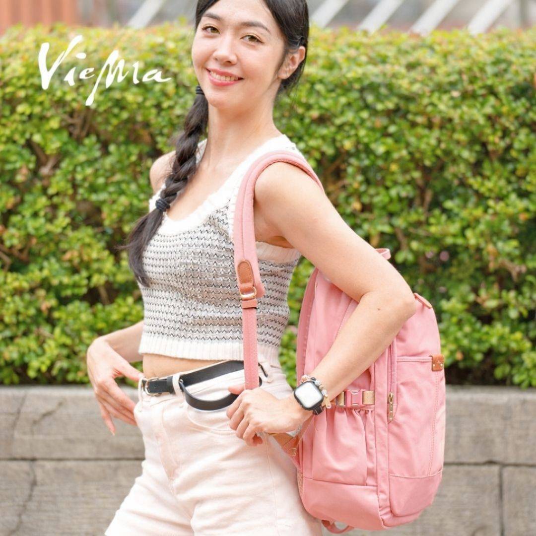 法式香頌運動風護背15L後背包-櫻花粉3541