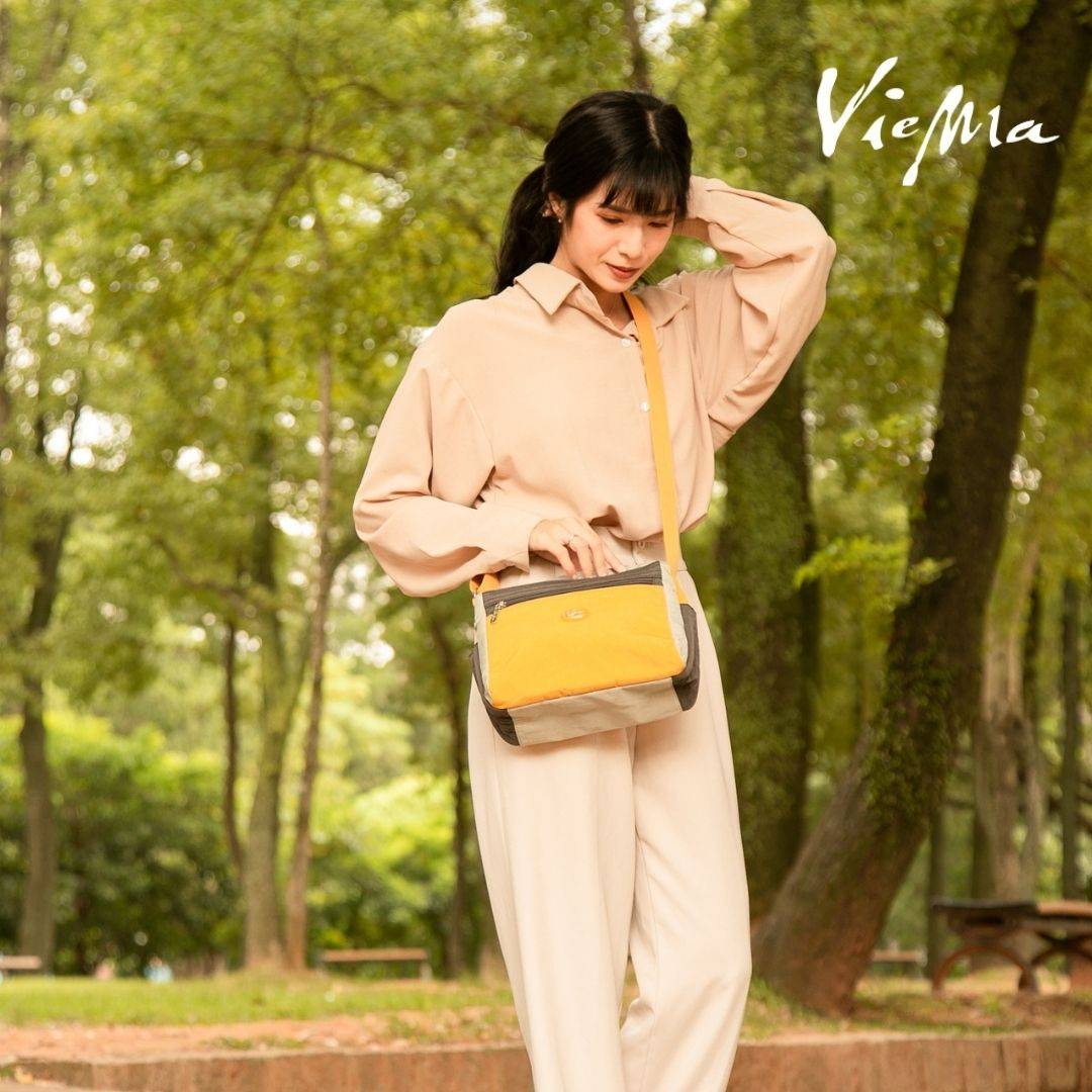 日系休閒郵差長方包-亮黃配灰 (7155)