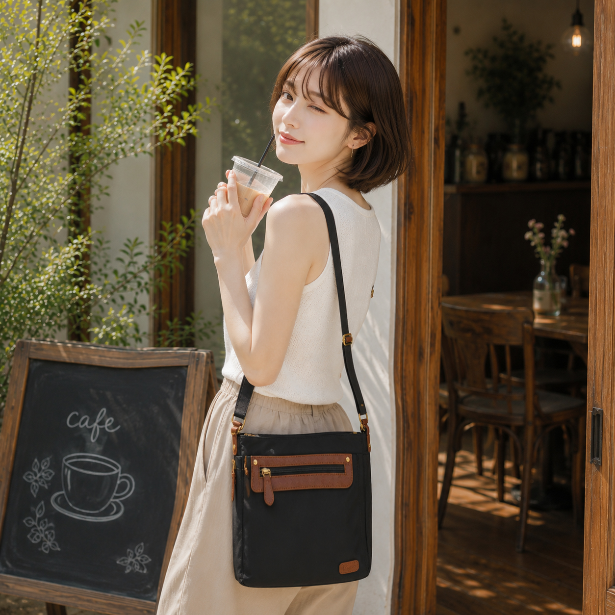 【新品上架】質感緞面直立式信封可加大斜背包-黑(6022/3253)